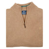 Albert and Maurice Netherton Sand Oatmeal Lambswool Zip Neck Jumper