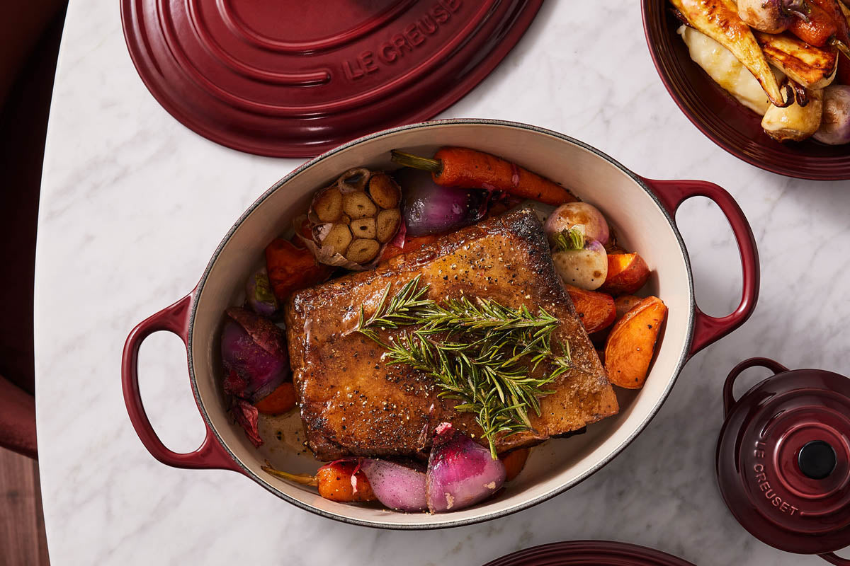 Le Creuset Trussed Roast Beef Pot With Vegetables