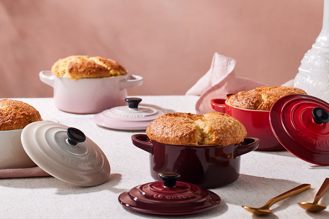 Le Creuset Brown Butter Caramelised Peach Cobbler