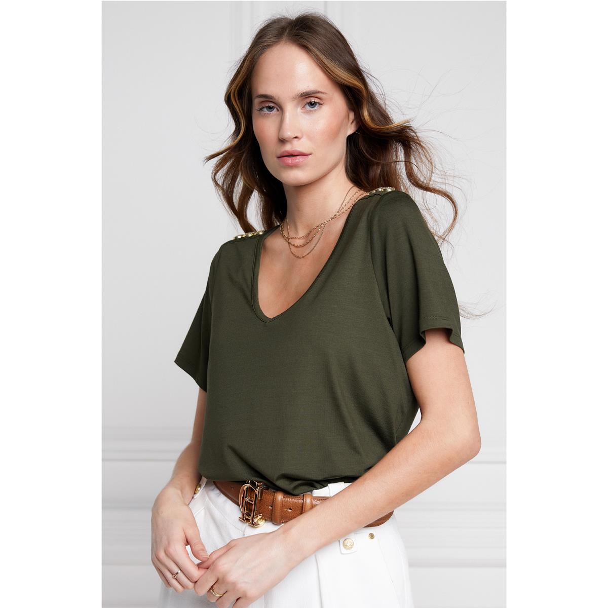 Holland Cooper Womens Relax Fit Vee Neck Tee