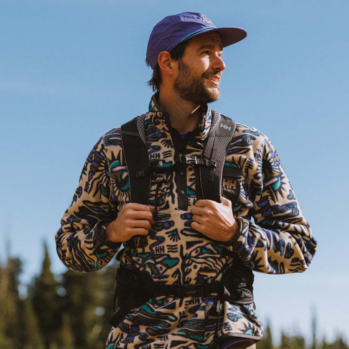 Khaki Rayco AOP Helly Hansen Mens Maridalen Printed Fleece LS