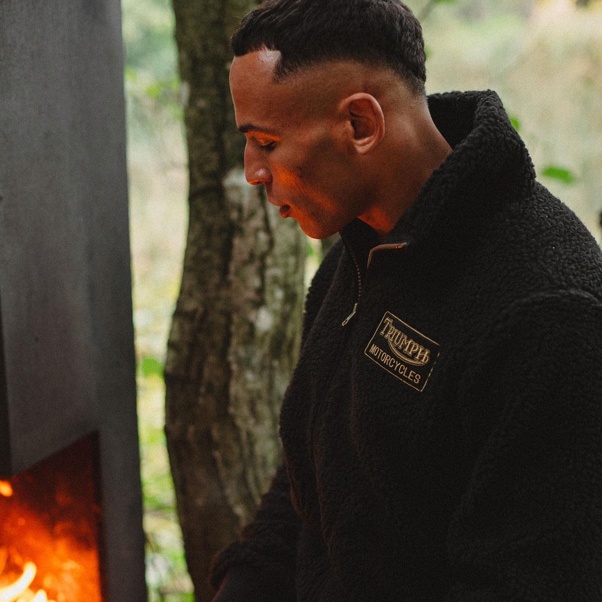 Black/Gold Triumph Mens Roadhouse High Pile Fleece