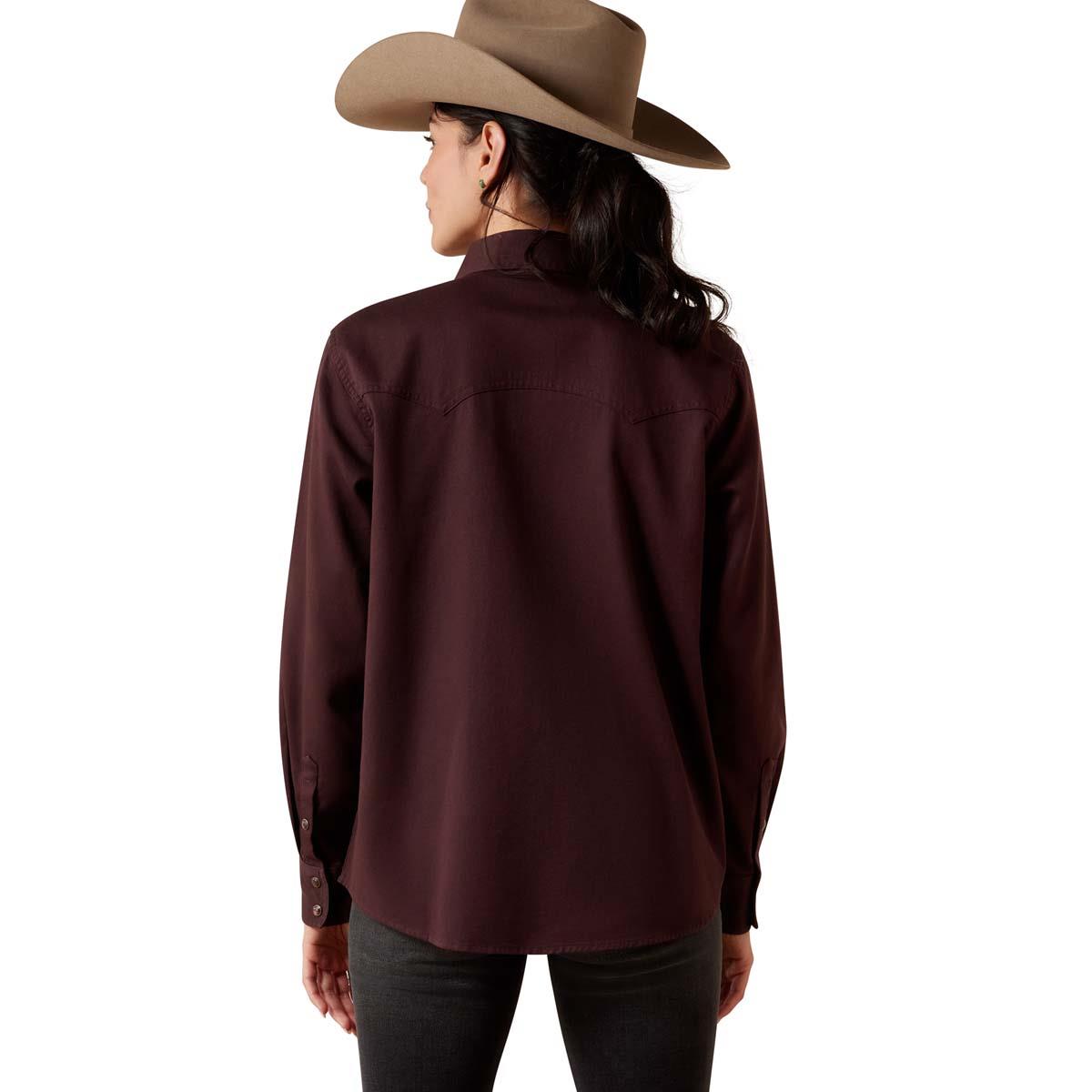 Chocolate Plum Ariat Womens Earthbound Western Snap Shirt Back