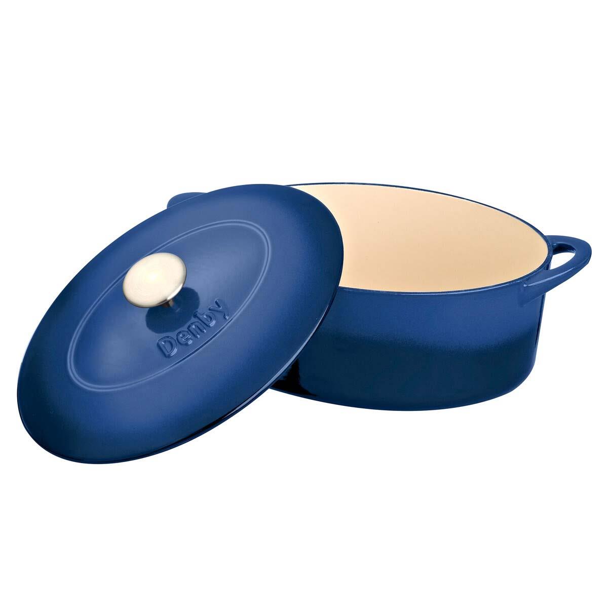 Denby Cobalt Blue 28cm Cast Iron Oval Casserole Dish