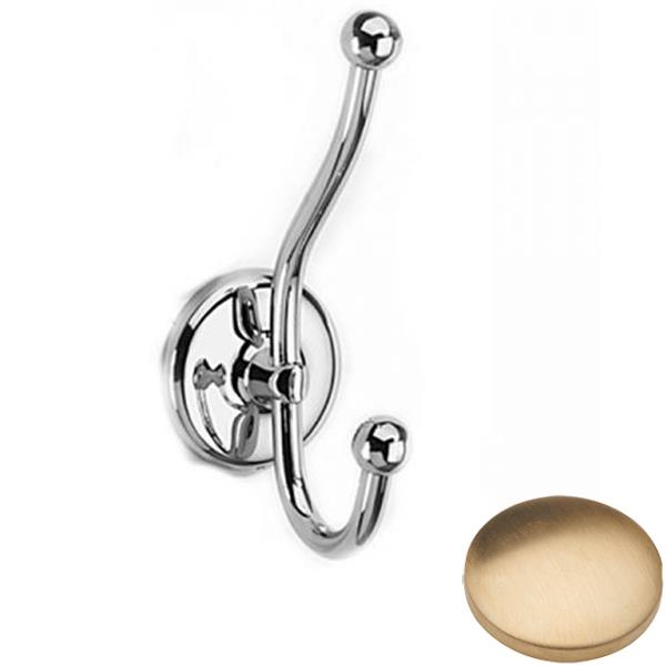 Brushed Gold Unlacquered Samuel Heath Novis Double Robe Hook N1039