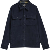 Navy Barbour Mens Tartan Trimmed Cord Overshirt