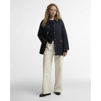 Dark Navy/Birchwood Barbour Womens Icons Modern Liddesdale Quilted ON MODEL