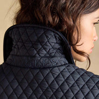 Navy Joules Womens Highclere Showerproof Quilted Jacket Collar Detail