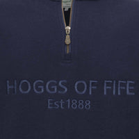 Navy Hoggs Of Fife Mens Galloway 1888 Plain 1/4 Zip Sweatshirt Chest