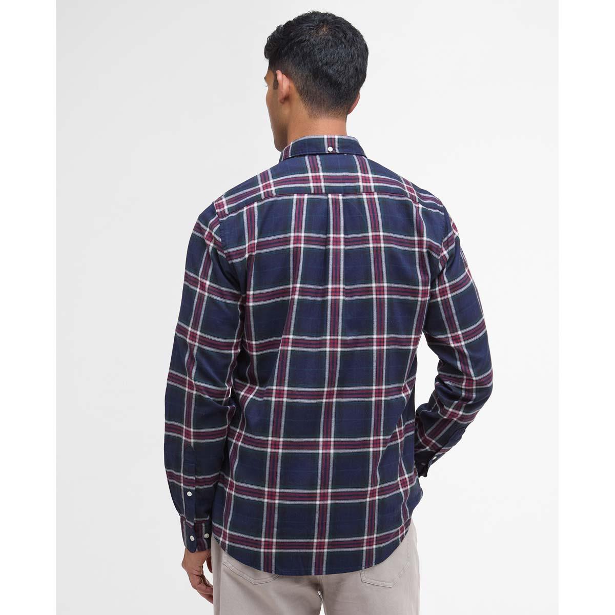 Inky Blue Barbour Mens Crossfell Tailored Shirt Back