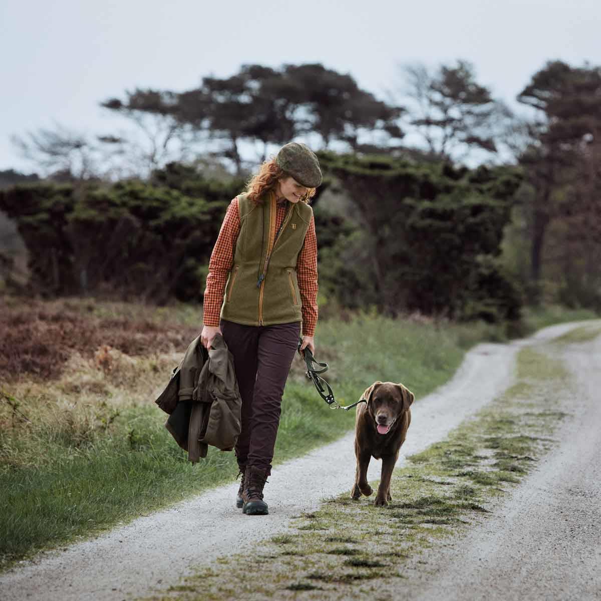 Dusty Lake Green Melange Harkila Sandhem Ladies Fleece Waistcoat Lifestyle