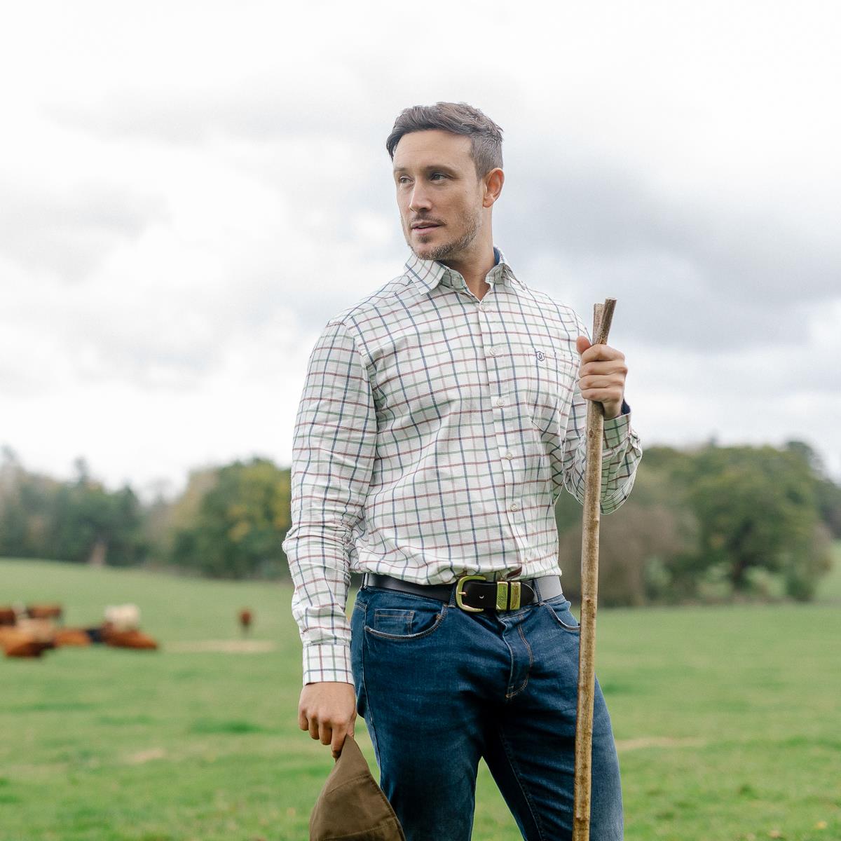Albert and Maurice Mens Whitestone Brushed Check Shirt