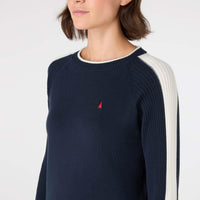 Navy Musto Womens Original Marine Crew Knit logo