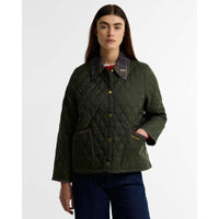 OLIVE Barbour Womens Icons Tartan Collar Cropped FRONT
