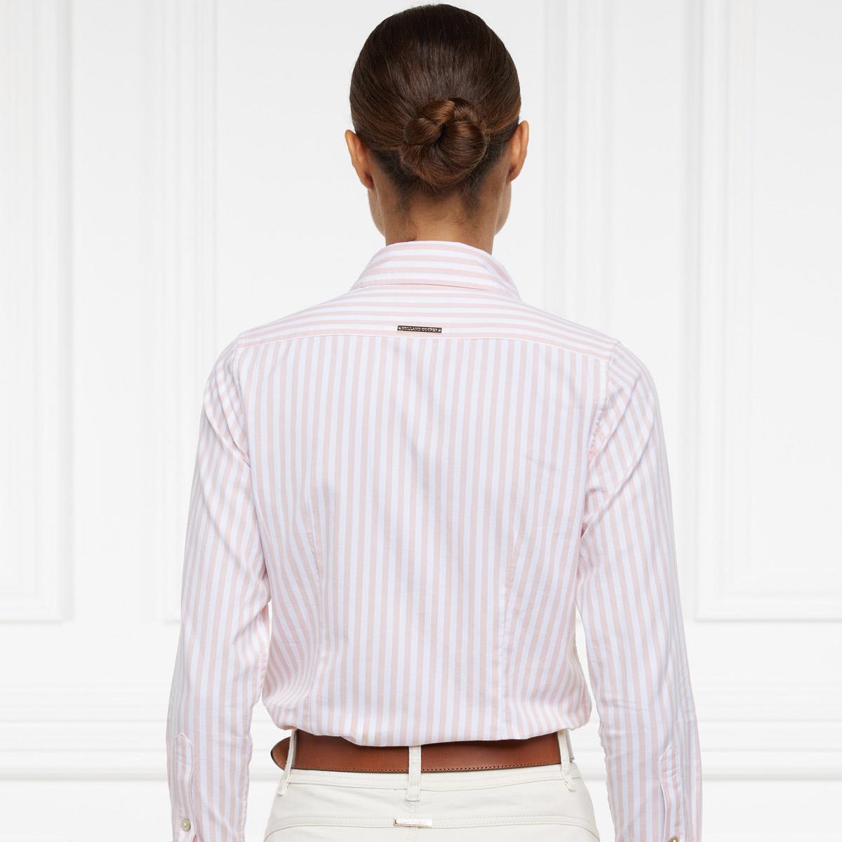 Pink Stripe Holland Cooper Womens Classic Button Down Shirt Model Rear