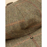 Khaki Tweed Joules Womens Harrogate Baker Boy Hat Popper