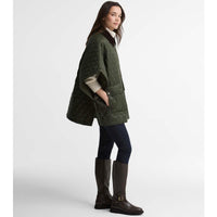 Olive/Shadow Classic Barbour Womens Mildred Quilted Cape Side