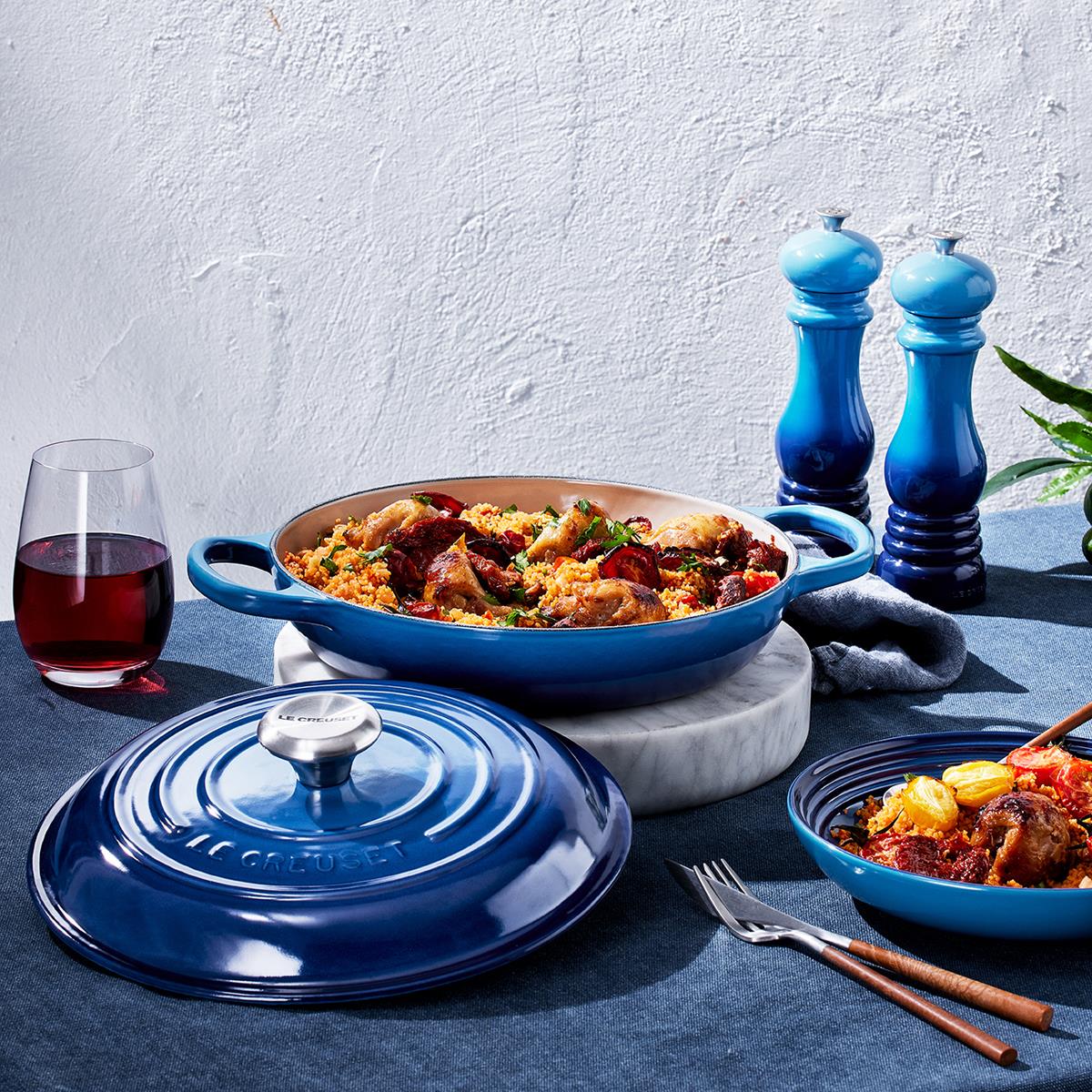 Le Creuset 30cm Cast Iron Shallow Casserole Dish Azure Blue