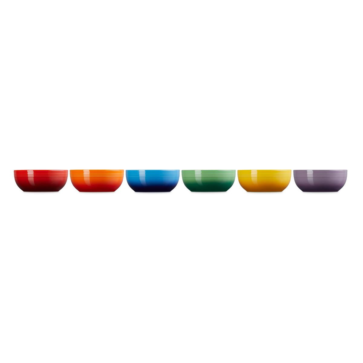 Le Creuset Stoneware Set of 6 Rainbow Coupe Cereal Bowls Side View