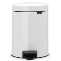 White Brabantia newIcon Pedal Bin 5 Litre Plastic Bucket