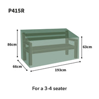 Bosmere Protector Bench Cover 3/4 Seater P415R dimensions