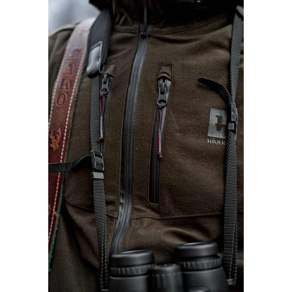 Hunting Green Harkila Mens Aspire HWS Waterproof Jacket Front Detail