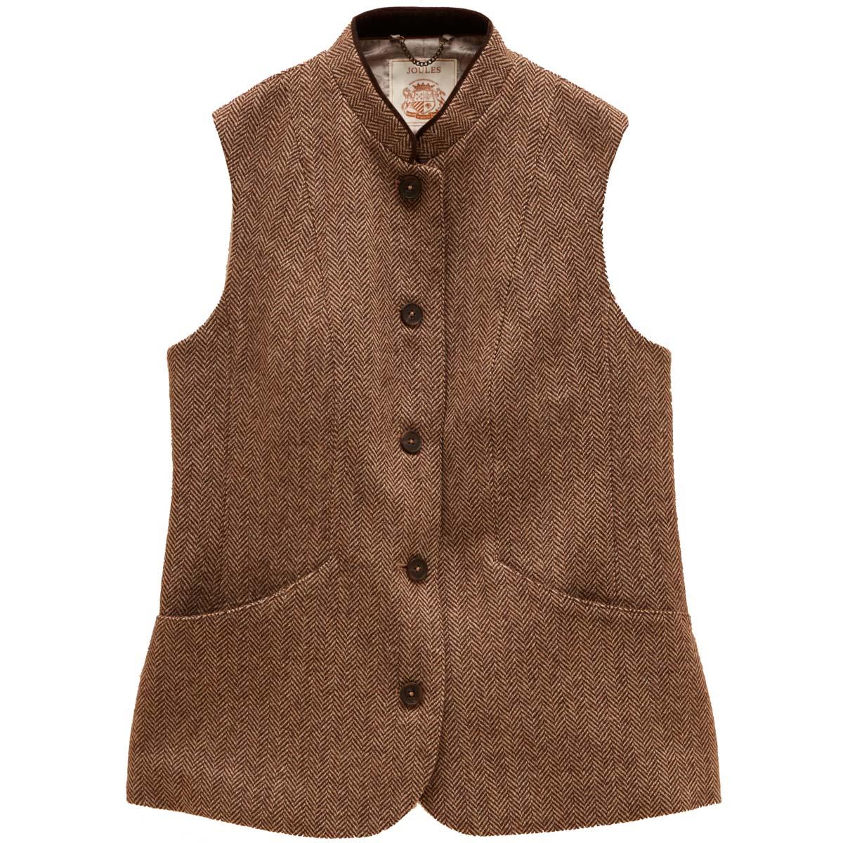 Joules Womens Nehru Collar Tweed Gilet