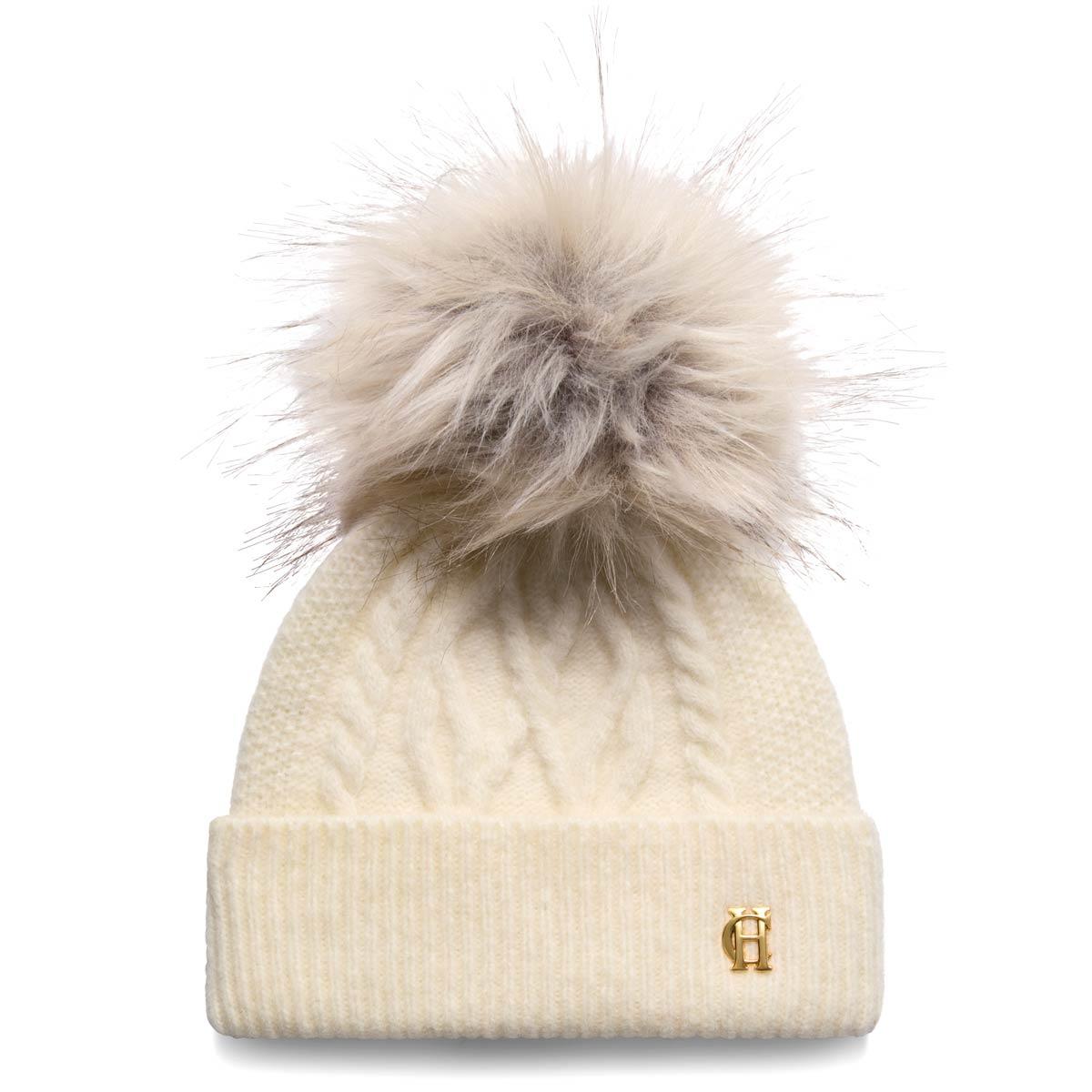 Cream Holland Cooper Womens Sloane Cable Bobble Hat