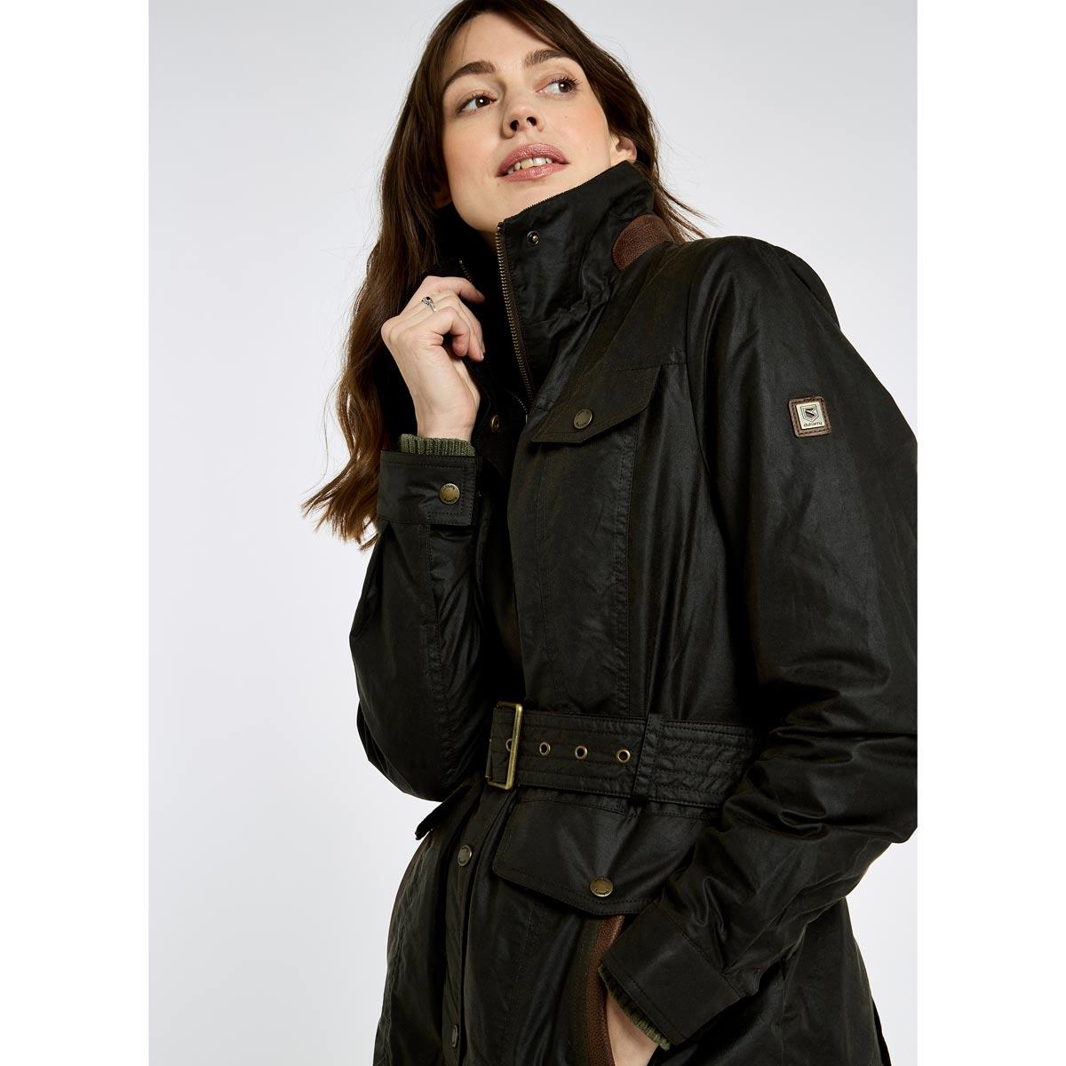 Verdigris Dubarry Womens Gandon Wax Jacket Angle