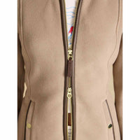 Mink Brown Joules Womens Heritage Fleece Full Zip Jacket On Model Two Way Zip