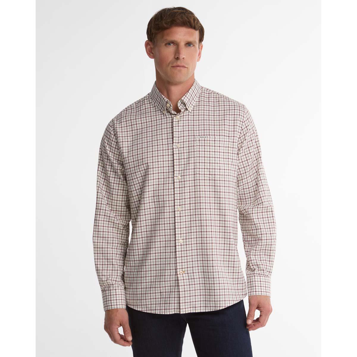 Dark Bordeaux Barbour Mens Preston Regular Fit Shirt FRONT