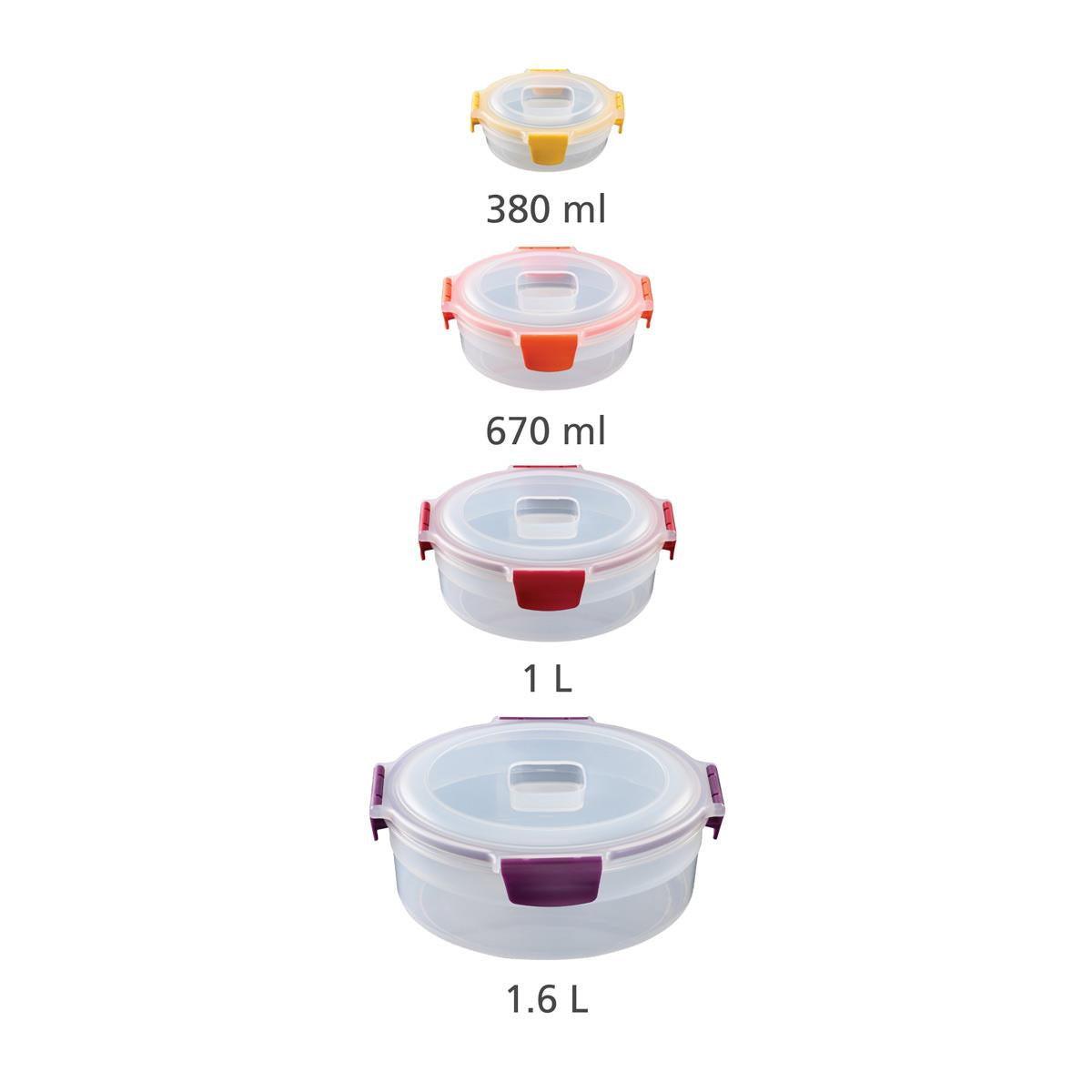 Joseph Joseph Nest Lock Round 4-piece Food Container Set Sizes
