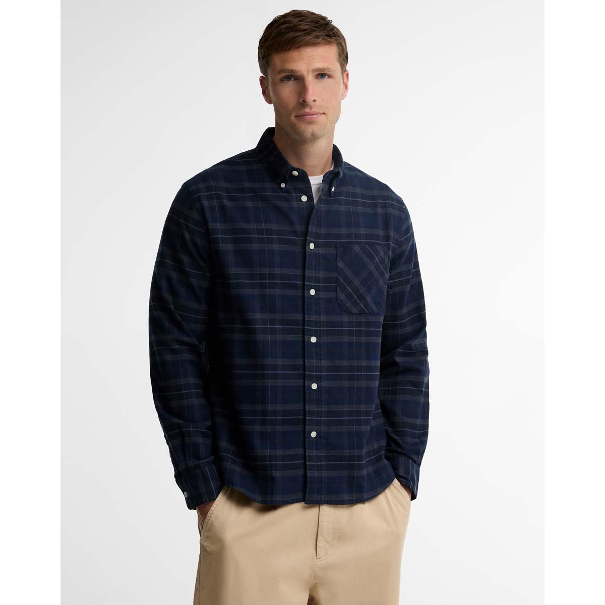 Midnight Loch Barbour Mens Mineral Tartan Authentic Shirt On Model