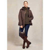 Khaki Borg Holland Cooper Womens Country Borg Fleece Quarter Zip On Model Full Length