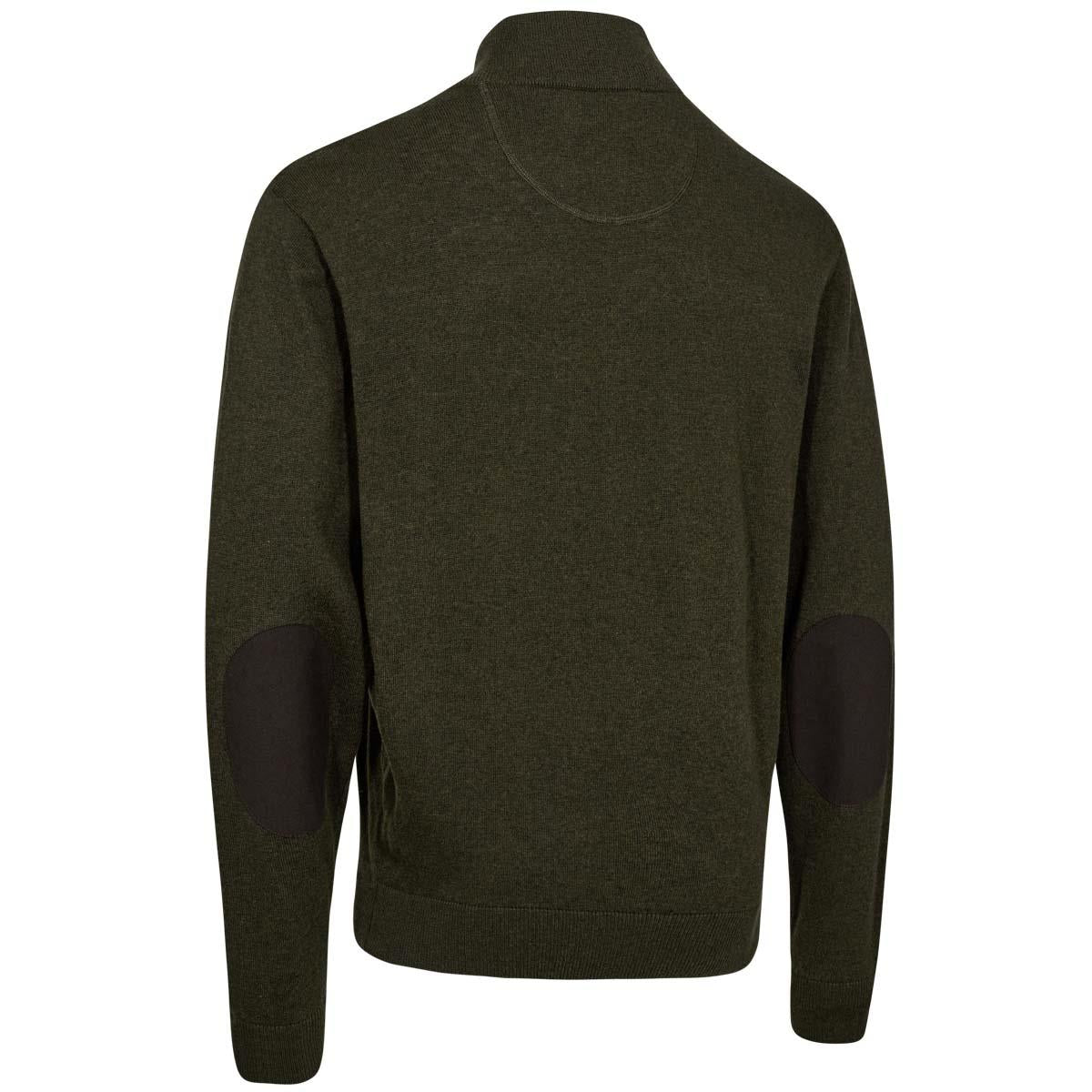 Forest Ember Melange Deerhunter Mens Harrington Half-Zip Knit back