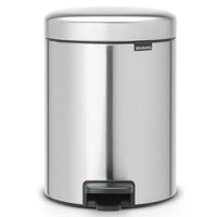 Matt Steel Fingerprint Proof Brabantia newIcon Pedal Bin 5 Litre Plastic Bucket