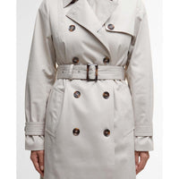 Mist/Hessian Tartan Barbour Womens Short Greta Showerproof Jacket Belt