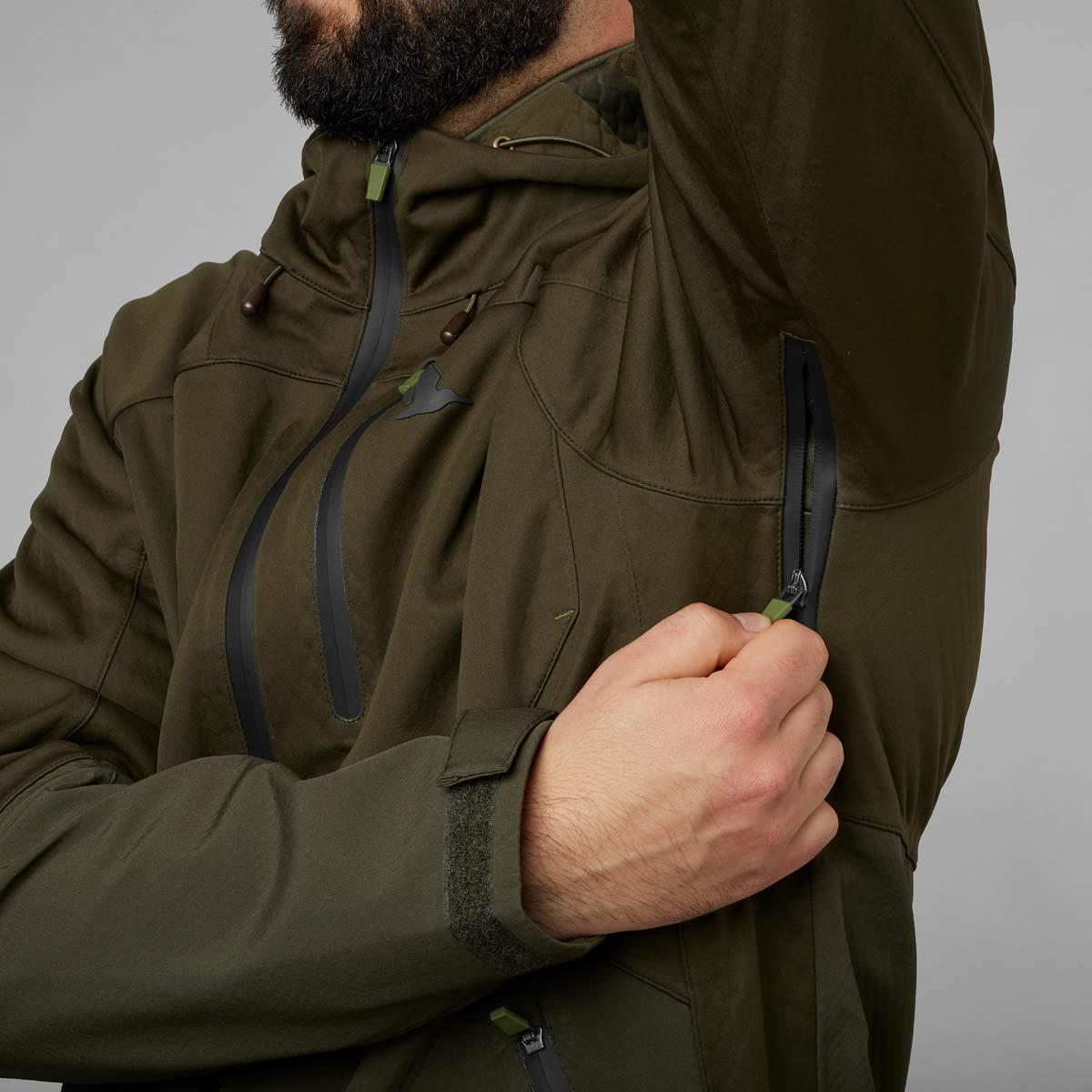 Pine Green Seeland Mens Hawker Shell II Waterproof Jacket Underarm Zip