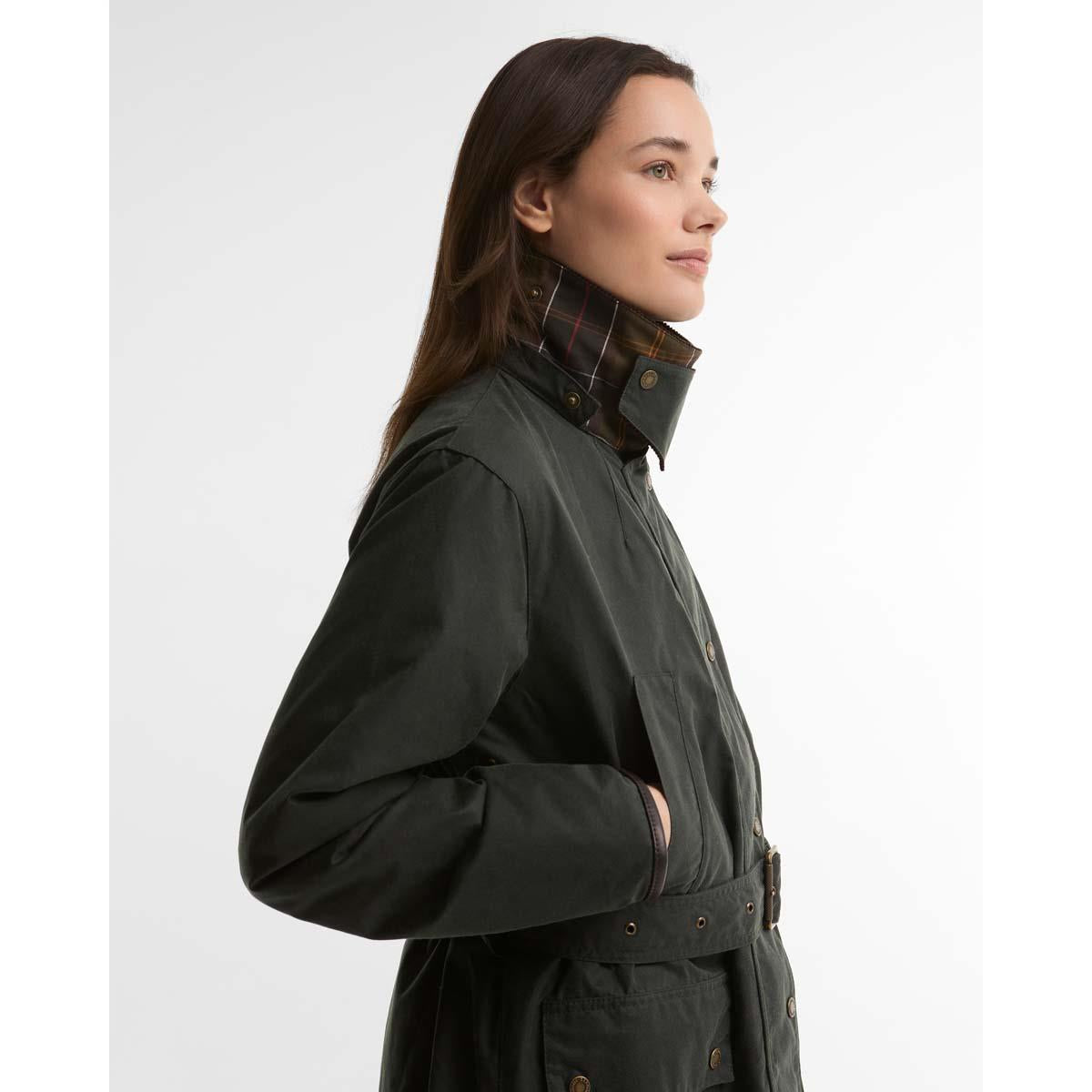 Sage/Classic Barbour Womens Antoinette Wax Jacket Side
