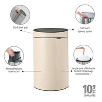 Soft Beige Brabantia Touch Bin 40 Litre