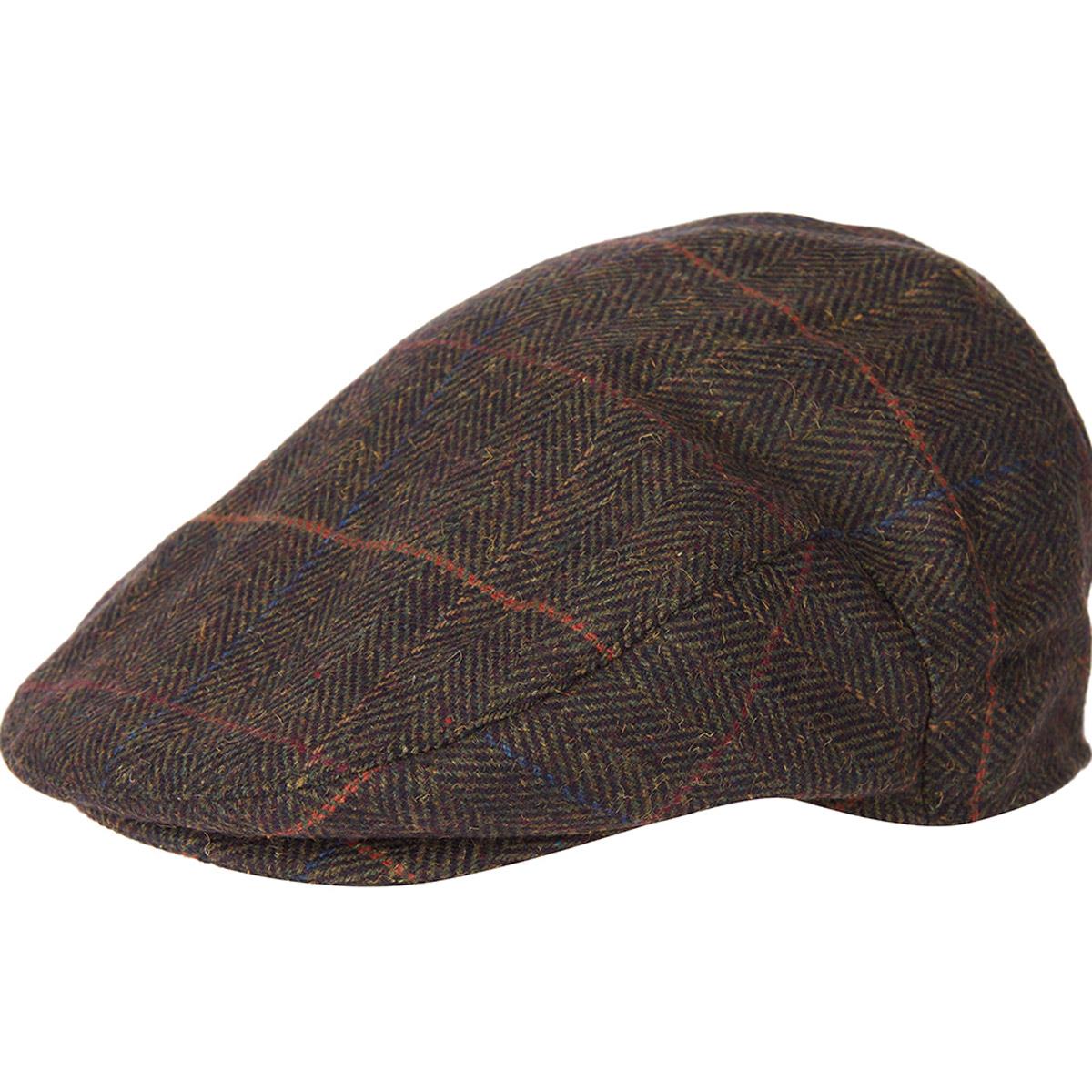 Olive Herringbone Barbour Mens Wilkin Flat Cap