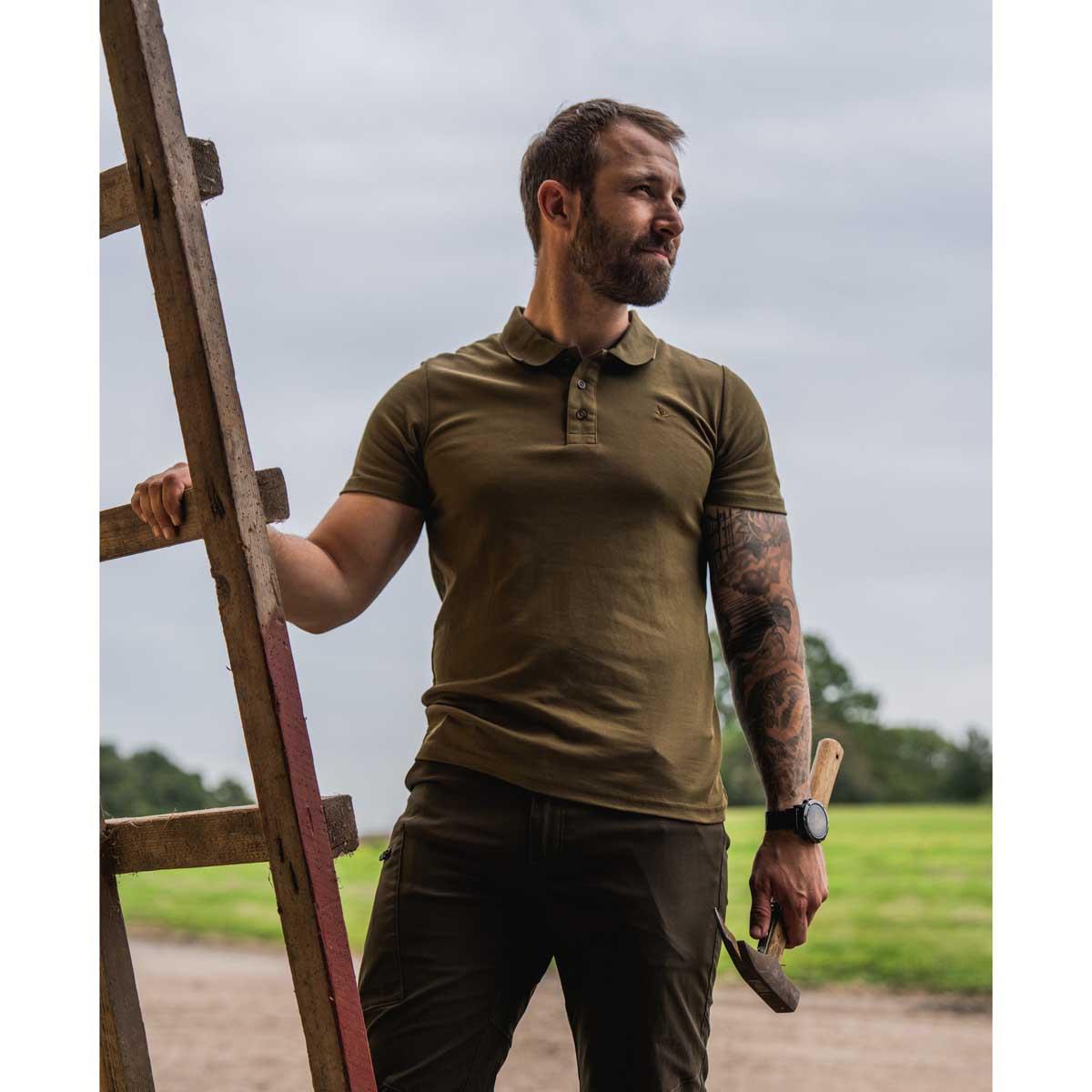 Military Olive Seeland Mens Pembroke Polo Shirt Lifestyle