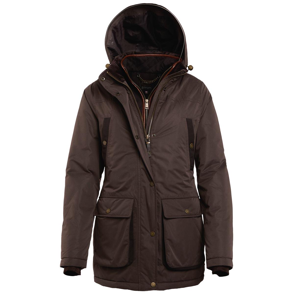 Chocolate Holland Cooper Womens Stamford Country Coat Hood Detail