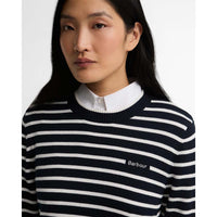 Dark Navy Stripe Barbour Womens Emmy Knitted Jumper LOGO