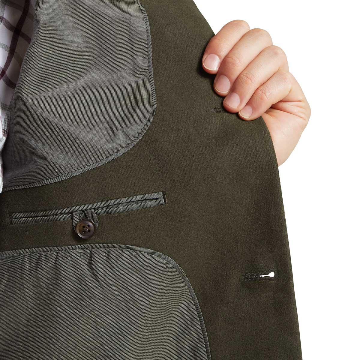 Forest Schoffel Mens Barnsdale Nehru Waistcoat Inside Detail