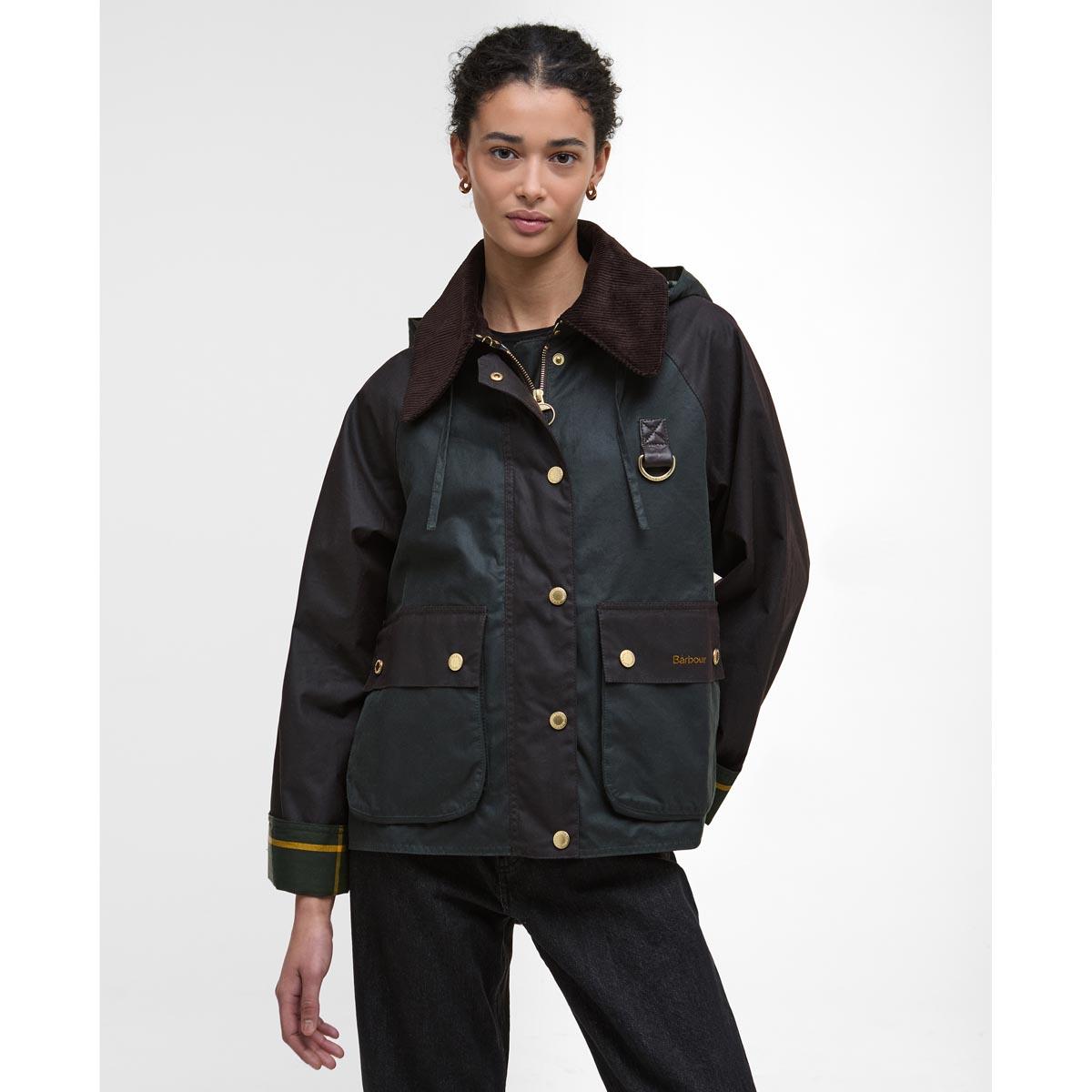 Black Classic Barbour Womens Reighton Wax Jacket poser