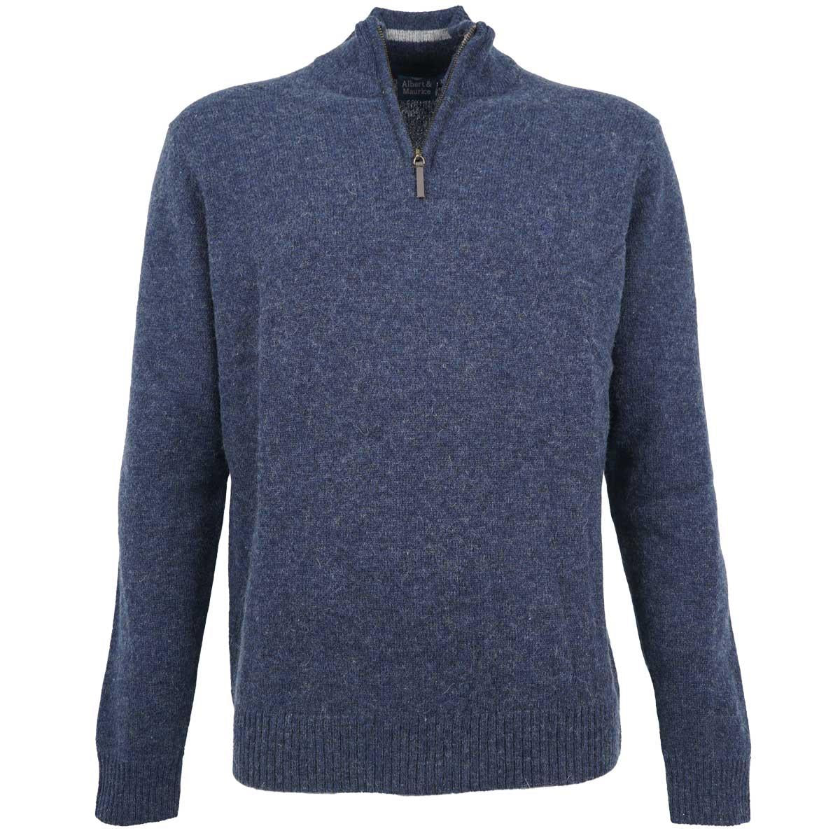 Albert and Maurice Netherton Zip Neck Lambswool Jumper Dark Navy