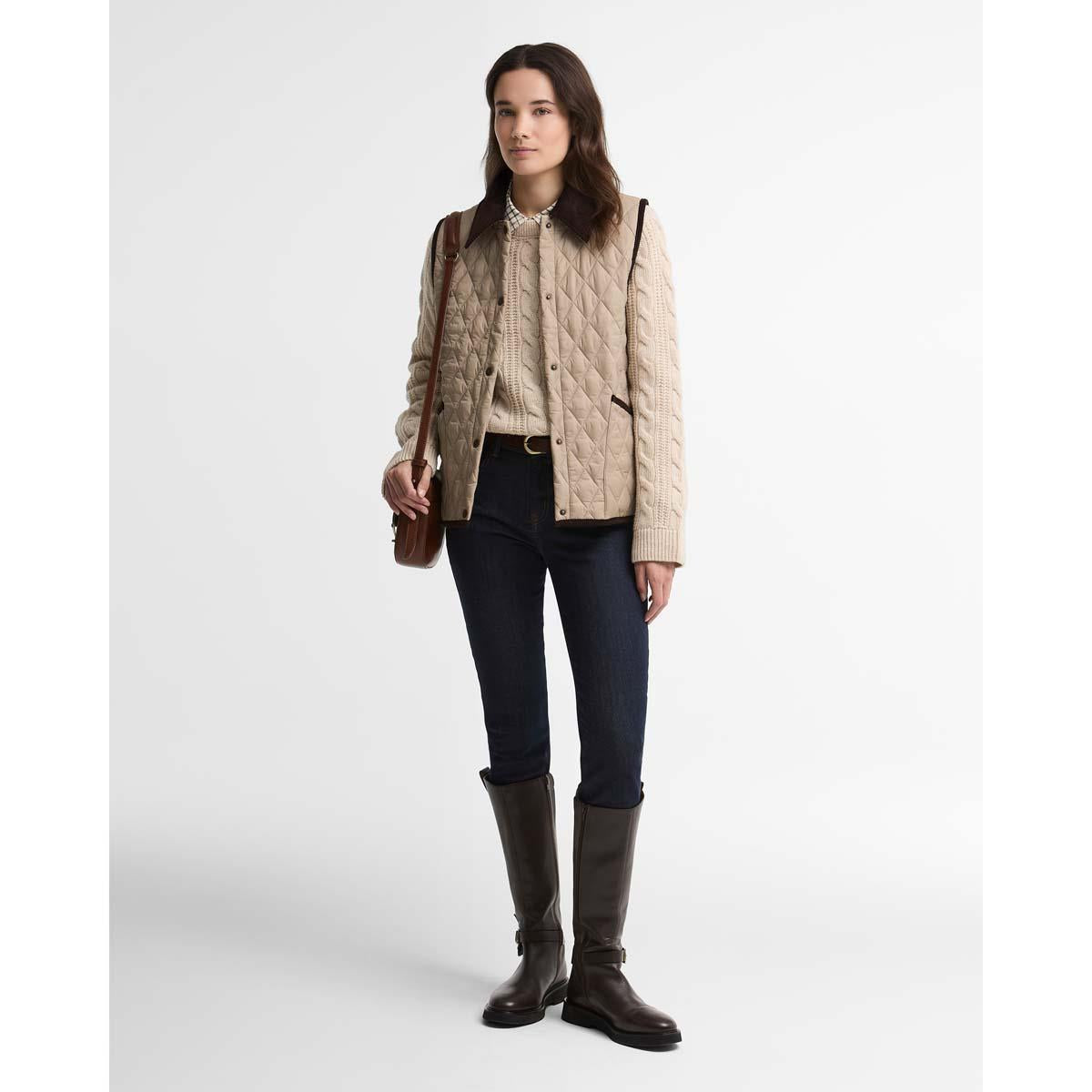 Light Trench/Muted Barbour Womens Darwen Quilted Gilet ON MODEL