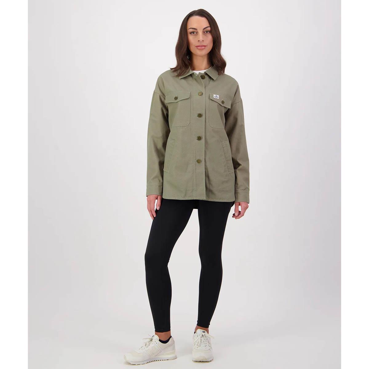 Clover Swanndri Womens Harbourage Canvas Shacket On Model