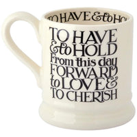 Emma Bridgewater Black Toast MR and MR Set Of 2 Half Pint Mugs Boxed Back